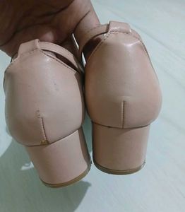 Nude Bow Block Heels