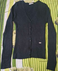 Ribbed V-Neck Cardigan