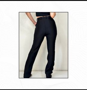 Heart Cut Out Black High Waist Pants