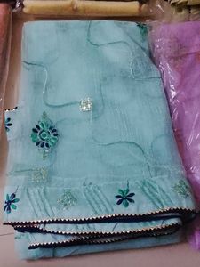 shinning net saree with blouse