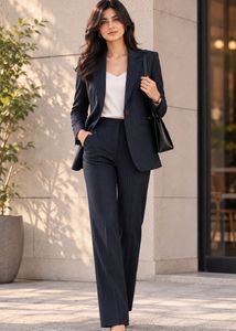 Chic Striped Women’s Formal Coat