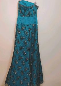 Cyan Color Stunning Embellished Gown 30 Bust