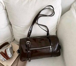 Chic Brown Barrel Crossbody Bag