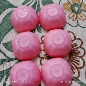 Set of 6 Pink &amp; White Bowls