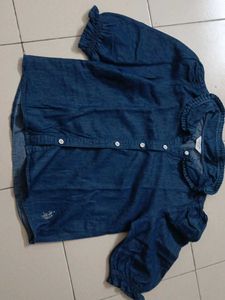 Blue Denim Puff Sleeve Top
