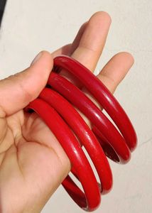 Vibrant Red Bangle Set - Traditional Charm