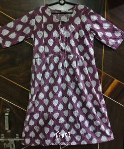 Purple Leaf Print Kurta