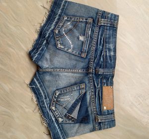 Distressed Denim Cut-Off Shorts