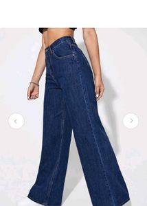 High Waisted Wide Leg Denim Jeans