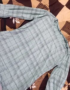 Stylish Blue Plaid 3/4 Sleeve Top | size 3XL