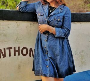 Blue Denim Button-Up Dress