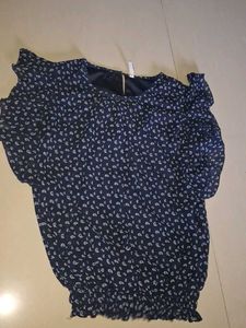 Navy Blue Printed Boho Top
