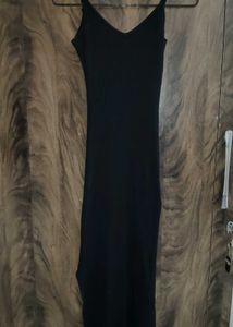 Sleek Black Ribbed mid dress