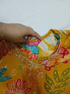 Yellow Floral Kurta Set with Dupatta