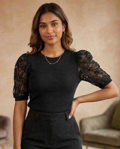 Elegant Black Puff Sleeve Top