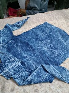 Denim Shirt with Graphic Prints