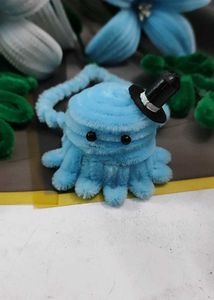 Cute Blue Octopus Plush Toy with Top Hat