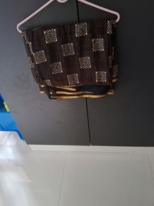 Elegant Brown &amp; Gold Saree
