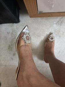 Crystal Embellished Transparent Flats