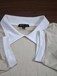 Classic Collared Beige Top