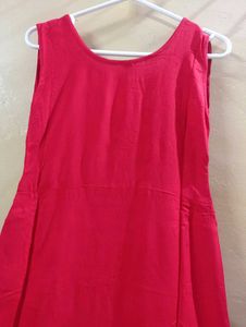 Red &amp; Blue Embroidered Anarkali Dress
