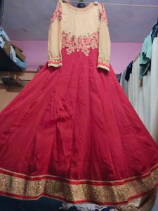 Red gown with Gold Border