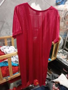 Red Lace Trim Nightgown