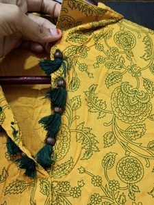 Yellow Kurti with Black Print