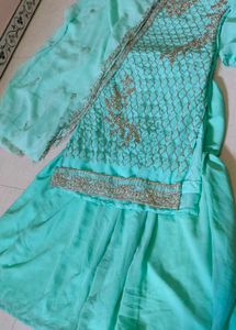 Elegant Teal Kurta Set with Embellishments