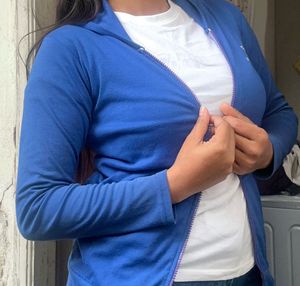AX Armani Exchange Blue Zip-Up Hoodie