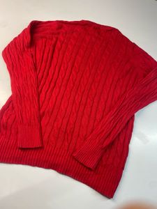 us polo Men's Red Cable Knit Sweater