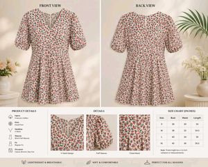 Puff Sleeve Floral Dress❤️❤️❤️