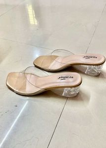 Clear Heel Mules with crystal block heels