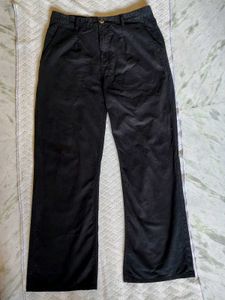 Solid Black men wide leg cotton pant