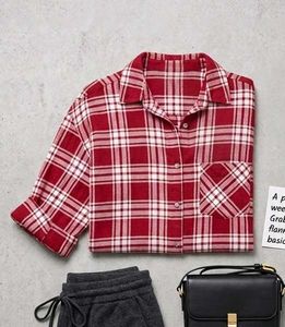 Classic Red &amp; White Plaid Flannel shirt