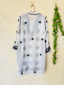 Chikankari Kurta with Black Embroidery