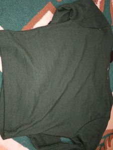 Green Ribbed Long Sleeve Crop Top