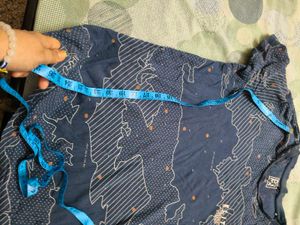 Mens Self Printed Blue T Shirt In L 40 Size