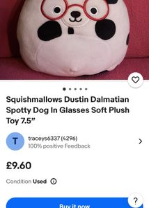 Squishmallows Dustin Dalmatian Spotty Dog In Glas