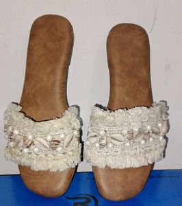 ❗Boho❗ Beaded Shell Slide Sandals