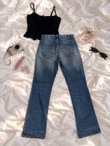 Flared Blue Denim Jeans