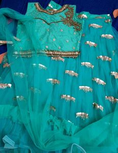Embellished Teal Ethnic Blouse and lengha