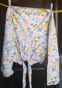 Floral Tie-Front Blouse