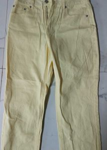 Pastel Yellow Relaxed Fit Jeans