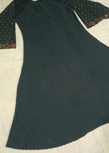 Dark Grey Floral Stone Work Nida Fabric Naqab with