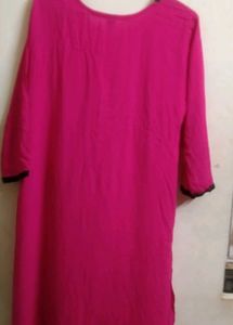 Bright Pink Kurta with Floral Print