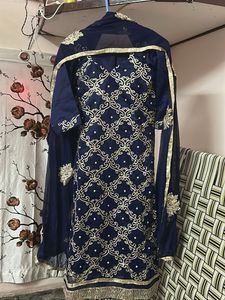 Elegant Navy Blue Embroidered Kurta Set