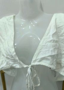 White Tie-Front Cropped Top