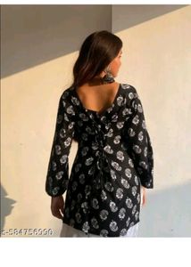 Stylish Black Printed Kurta