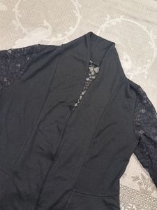 Elegant Black Lace Sleeve Peplum Top